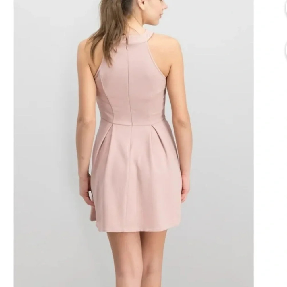 Speechless Women’s Dusty Pink Cage-Front Fit & Flare Dress w Pockets Large - Picture 3 of 13